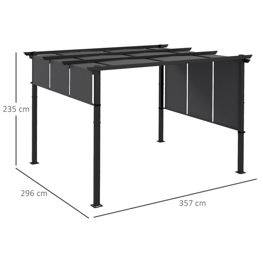 Northio Tonnelle pergola 3,5x3m avec paroi latérale, toit de terrasse, gris foncé, résistante aux intempéries pour jardin et terrasse  