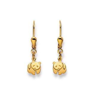 MUAU Schmuck  Ohrhänger Pandabär Gelbgold 750, 27x7mm 