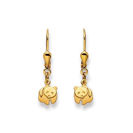 MUAU Schmuck  Ohrhänger Pandabär Gelbgold 750, 27x7mm 