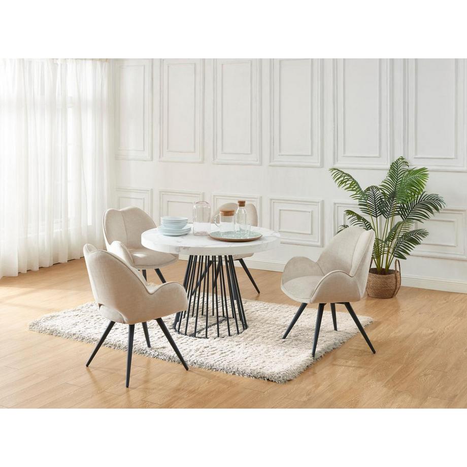 Vente-unique Tavolo da pranzo allungabile da 2 a 12 coperti in MDF e Acciaio Effetto marmo Bianco e Nero - FIRELA  