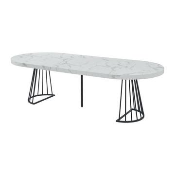 Tavolo da pranzo allungabile da 2 a 12 coperti in MDF e Acciaio Effetto marmo Bianco e Nero - FIRELA