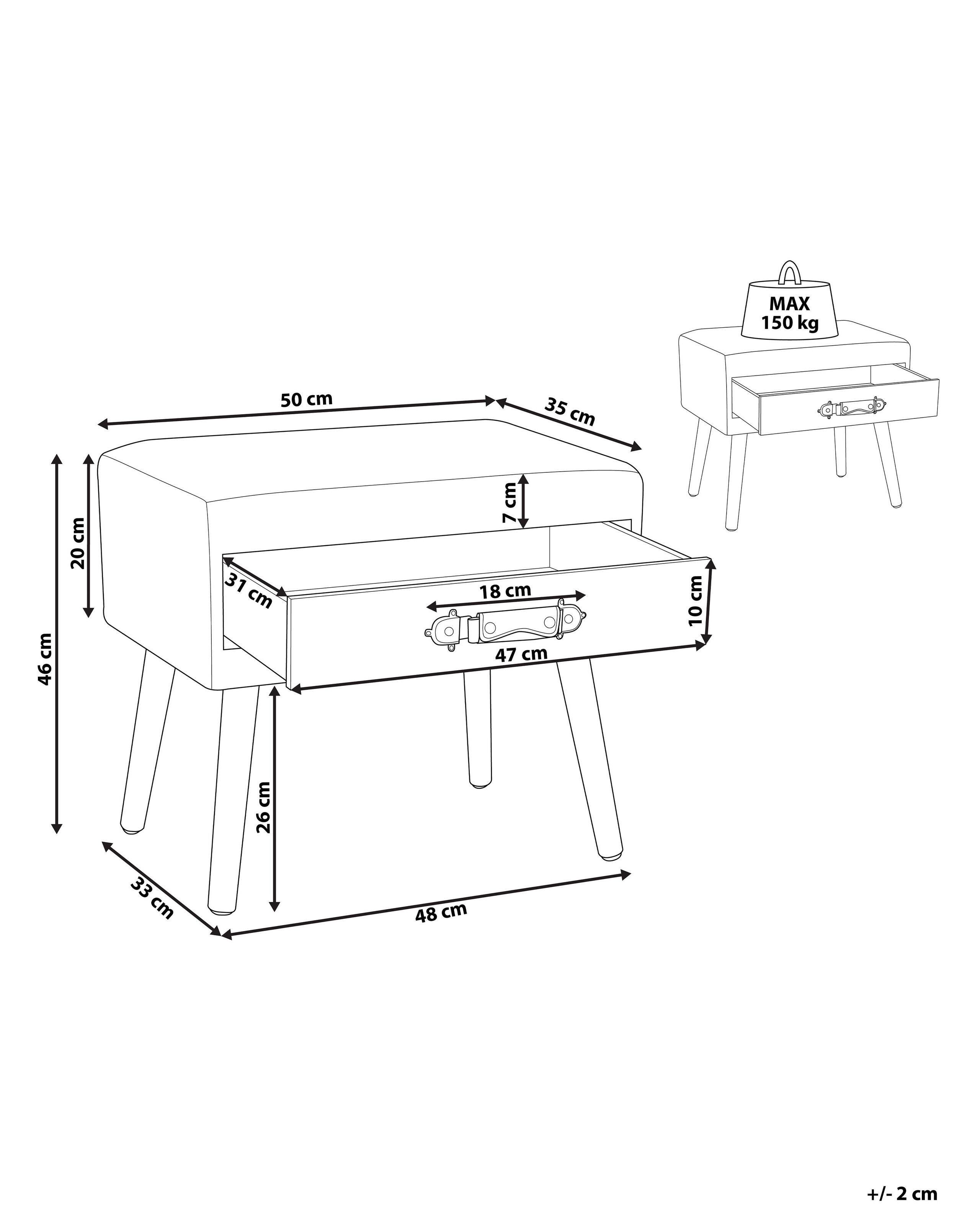 Beliani Comodino 1 cassetto en Velluto Retrò EUROSTAR  