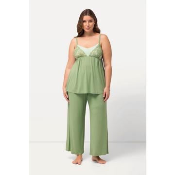 Pigiama smanicato con fascia di pizzo e scollo a V