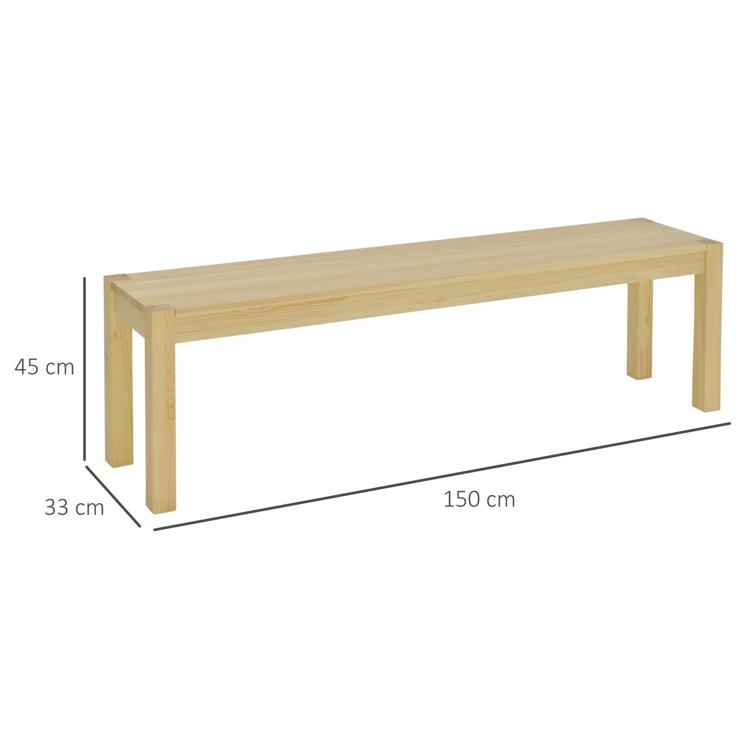Northio Sitzbank 3-Sitzer Holzbank Essbank Im Landhaus-Stil, Küchenbank, Kiefernholz, Bis 330 Kg Belastbar, Natur, 150 X 33 X 45 Cm  