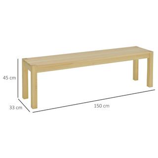 Northio Sitzbank 3-Sitzer Holzbank Essbank Im Landhaus-Stil, Küchenbank, Kiefernholz, Bis 330 Kg Belastbar, Natur, 150 X 33 X 45 Cm  