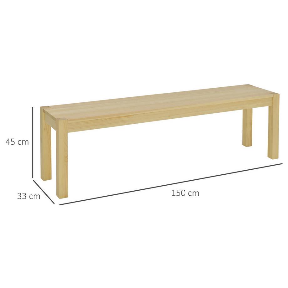 Northio Sitzbank 3-Sitzer Holzbank Essbank Im Landhaus-Stil, Küchenbank, Kiefernholz, Bis 330 Kg Belastbar, Natur, 150 X 33 X 45 Cm  