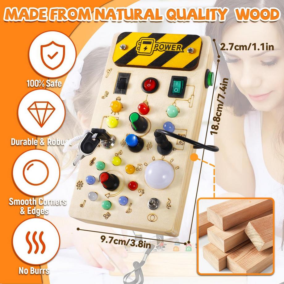 Activity-board  Busyboard Activity board Activity LED Holzspielzeug Motorikspielzeug für Kinder 