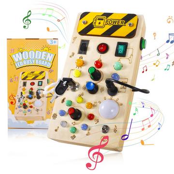 Busyboard Tableau d'activité Tableau d'activité LED Jouets en bois Jouets à moteur pour enfants