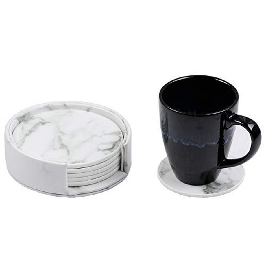 Alopini  Kunstleder Untersetzer PU Leder Untersetzer Gläser rutschfest Untersetzer mit Halter für Getränke 