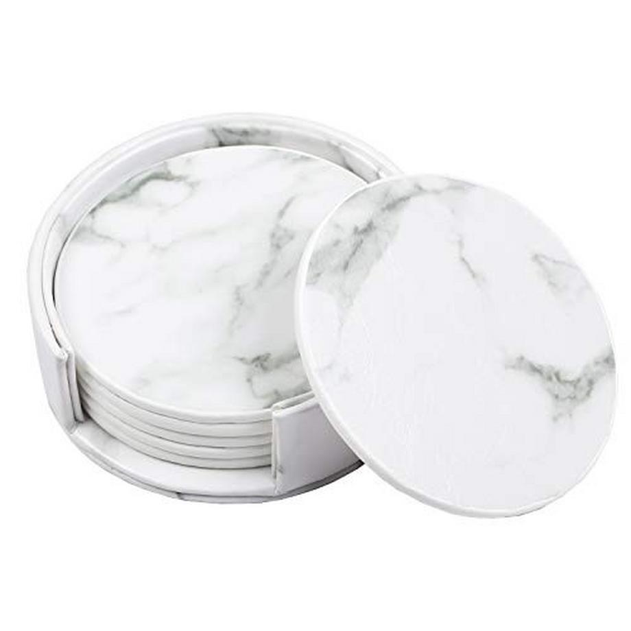 Alopini  Kunstleder Untersetzer PU Leder Untersetzer Gläser rutschfest Untersetzer mit Halter für Getränke 