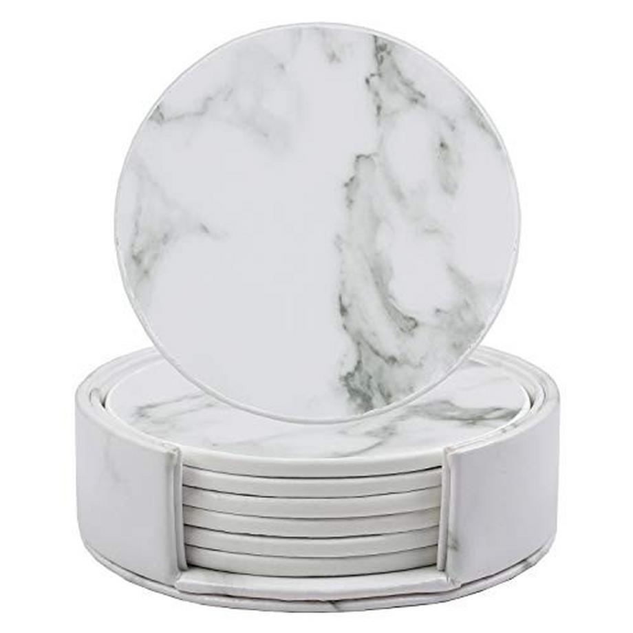 Alopini  Kunstleder Untersetzer PU Leder Untersetzer Gläser rutschfest Untersetzer mit Halter für Getränke 