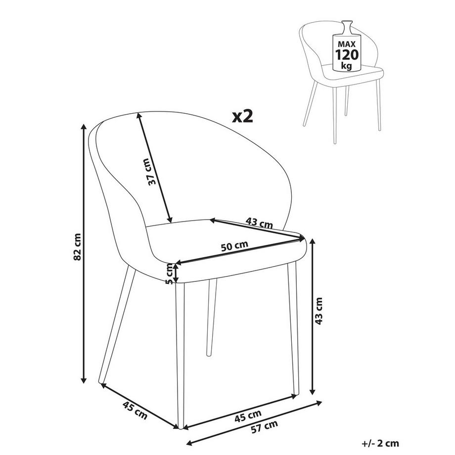 Beliani Lot de 2 chaises de salle à manger en Bouclé  MASON  