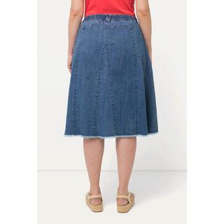 Ulla Popken Gonna di jeans Pieghe Godet Taglio Svasato Orlo Sfrangiato  