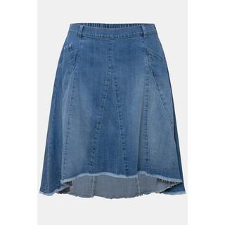 Ulla Popken Gonna di jeans Pieghe Godet Taglio Svasato Orlo Sfrangiato  