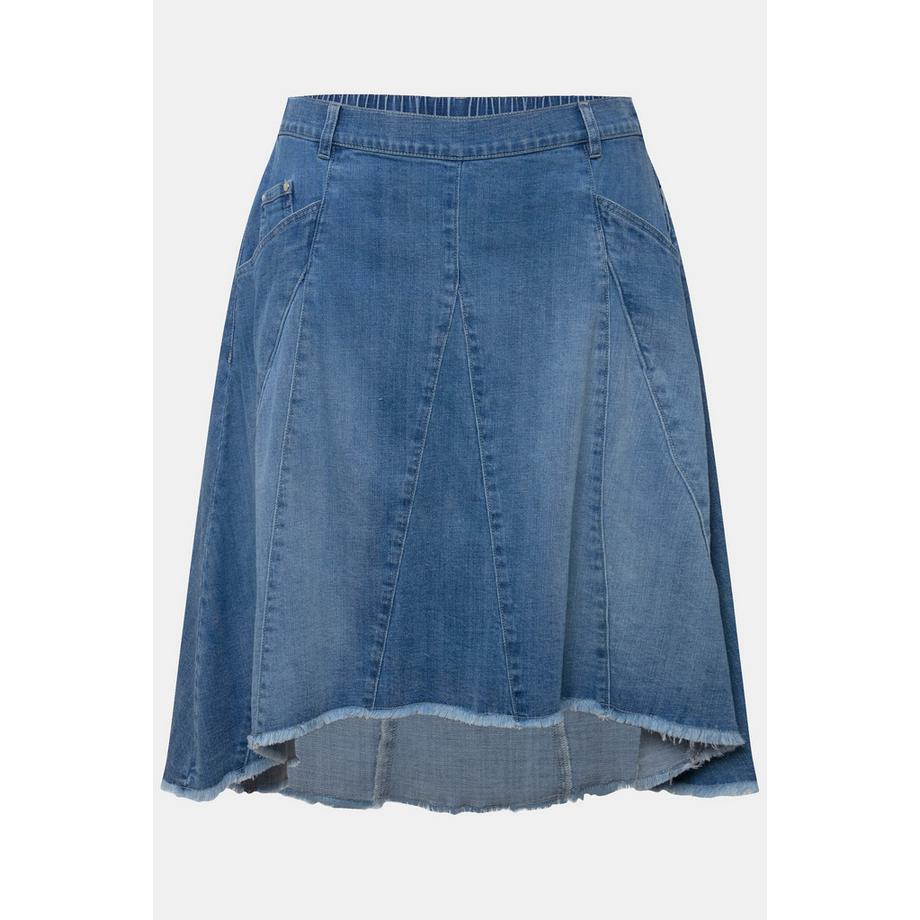 Ulla Popken Jupe en jean Plis Godet Silhouette A Ourlet Frangé  