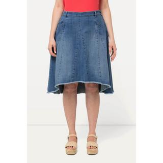 Ulla Popken Gonna di jeans Pieghe Godet Taglio Svasato Orlo Sfrangiato  