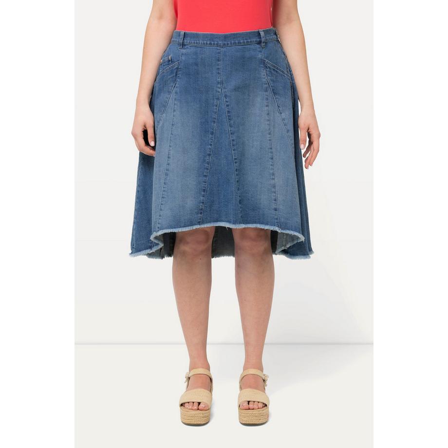 Ulla Popken Jupe en jean Plis Godet Silhouette A Ourlet Frangé  