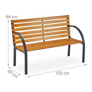 B2X Banc de jardin structure en acier et bois naturel  