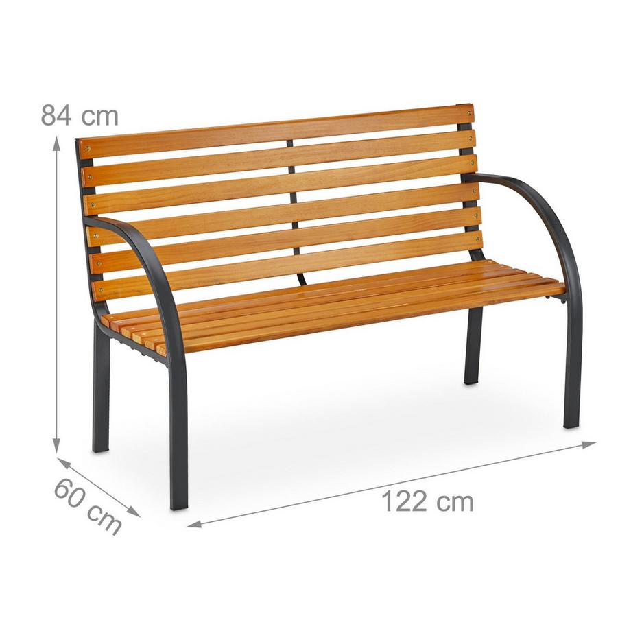 B2X Panca da giardino con struttura in acciaio e legno naturale  