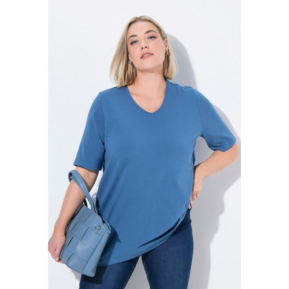 Ulla Popken T-shirt Coupe A Col V Manches Courtes  