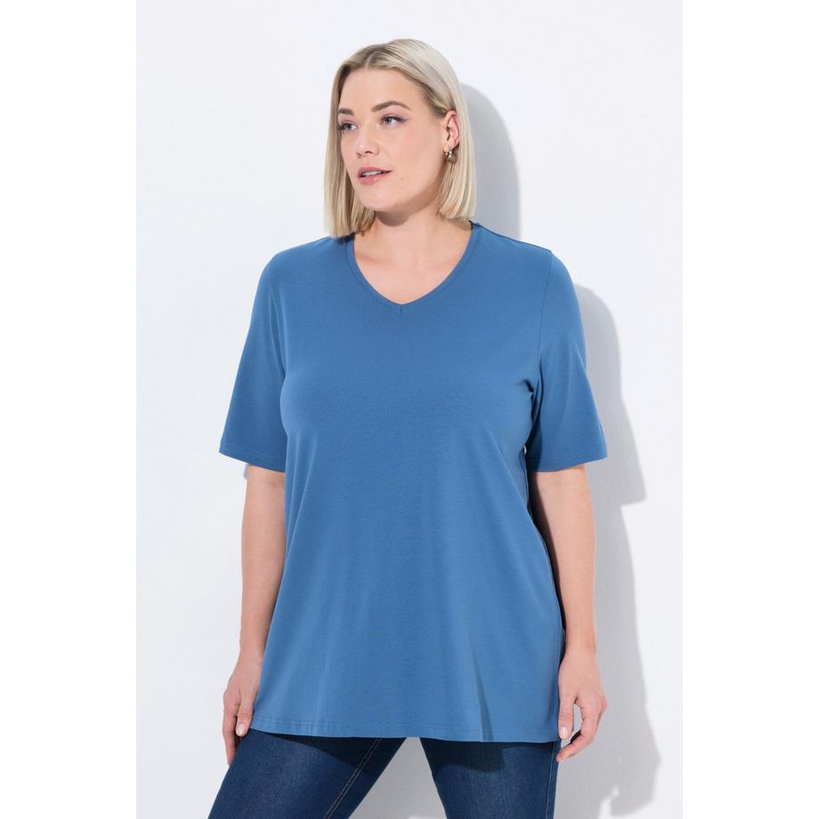 Ulla Popken T-shirt Coupe A Col V Manches Courtes  