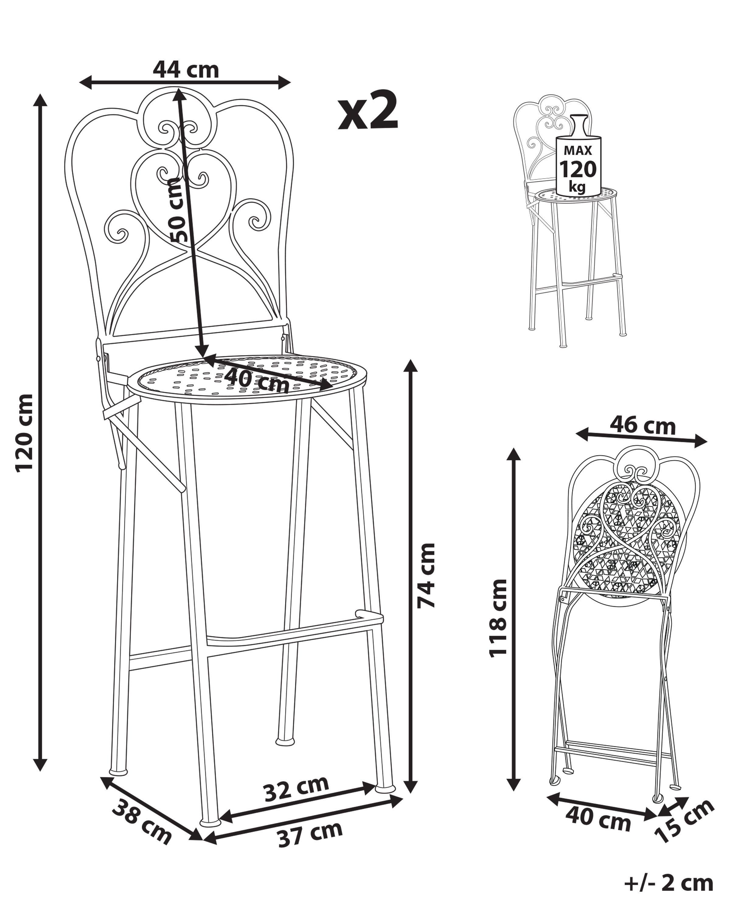 Beliani Set di 2 sgabelli da bar per giardino en Ferro Classico TRIESTE  