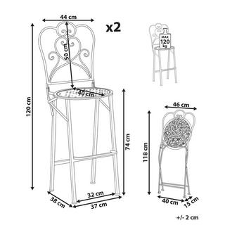 Beliani Set di 2 sgabelli da bar per giardino en Ferro Classico TRIESTE  