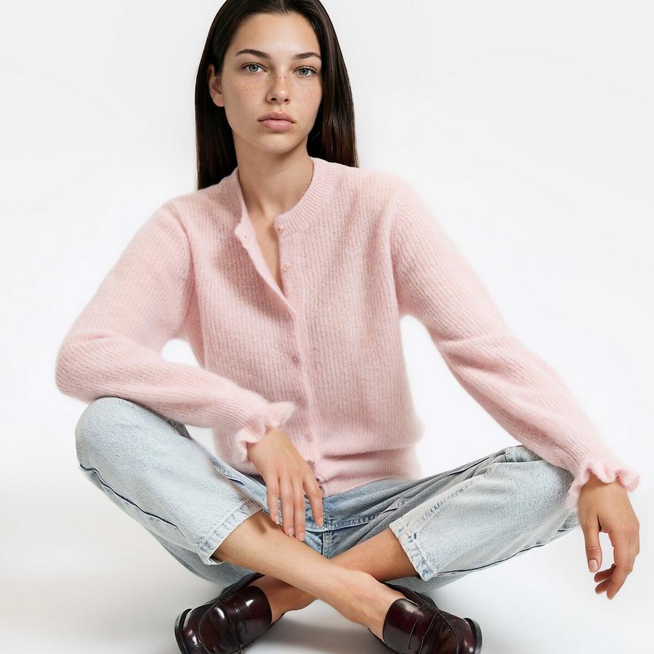 La Redoute Collections Cardigan Abbottonato con Maniche a Volant  