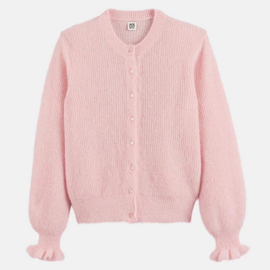 La Redoute Collections Cardigan Abbottonato con Maniche a Volant  