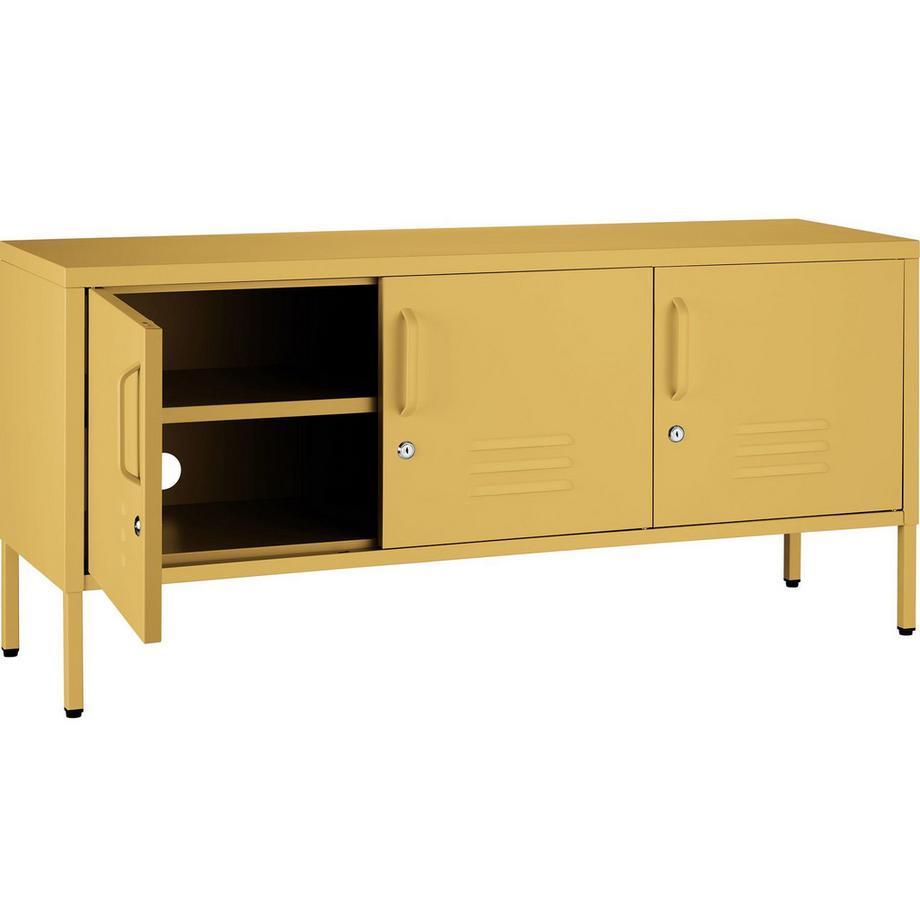 Tectake Sideboard Baker 3 Türen mit Magnetverschluss, einzeln abschließbar verstellbarer Zwischenboden  