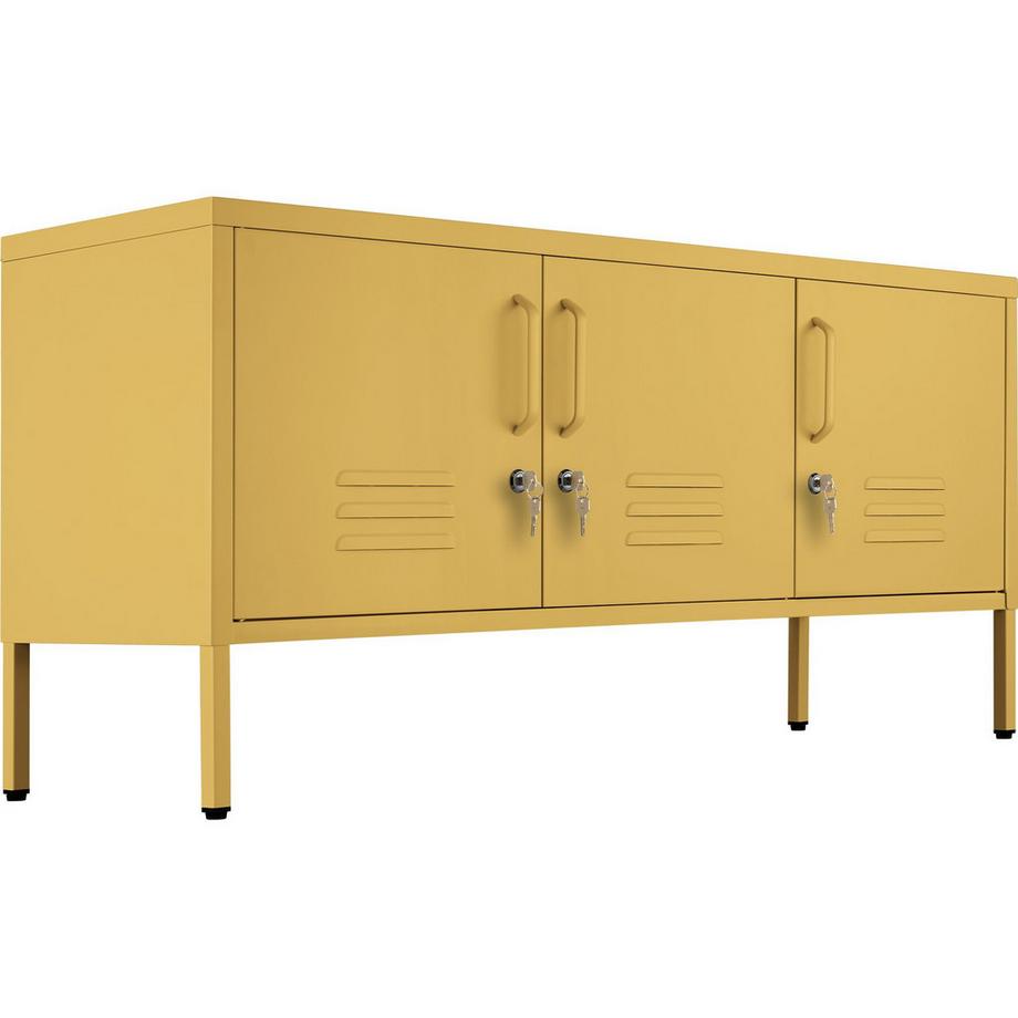 Tectake Sideboard Baker 3 Türen mit Magnetverschluss, einzeln abschließbar verstellbarer Zwischenboden  