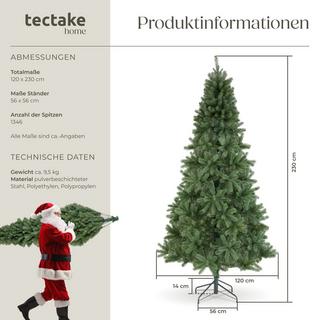 Tectake Arbre de Noël artificiel DANCER avec aiguilles moulées par injection  