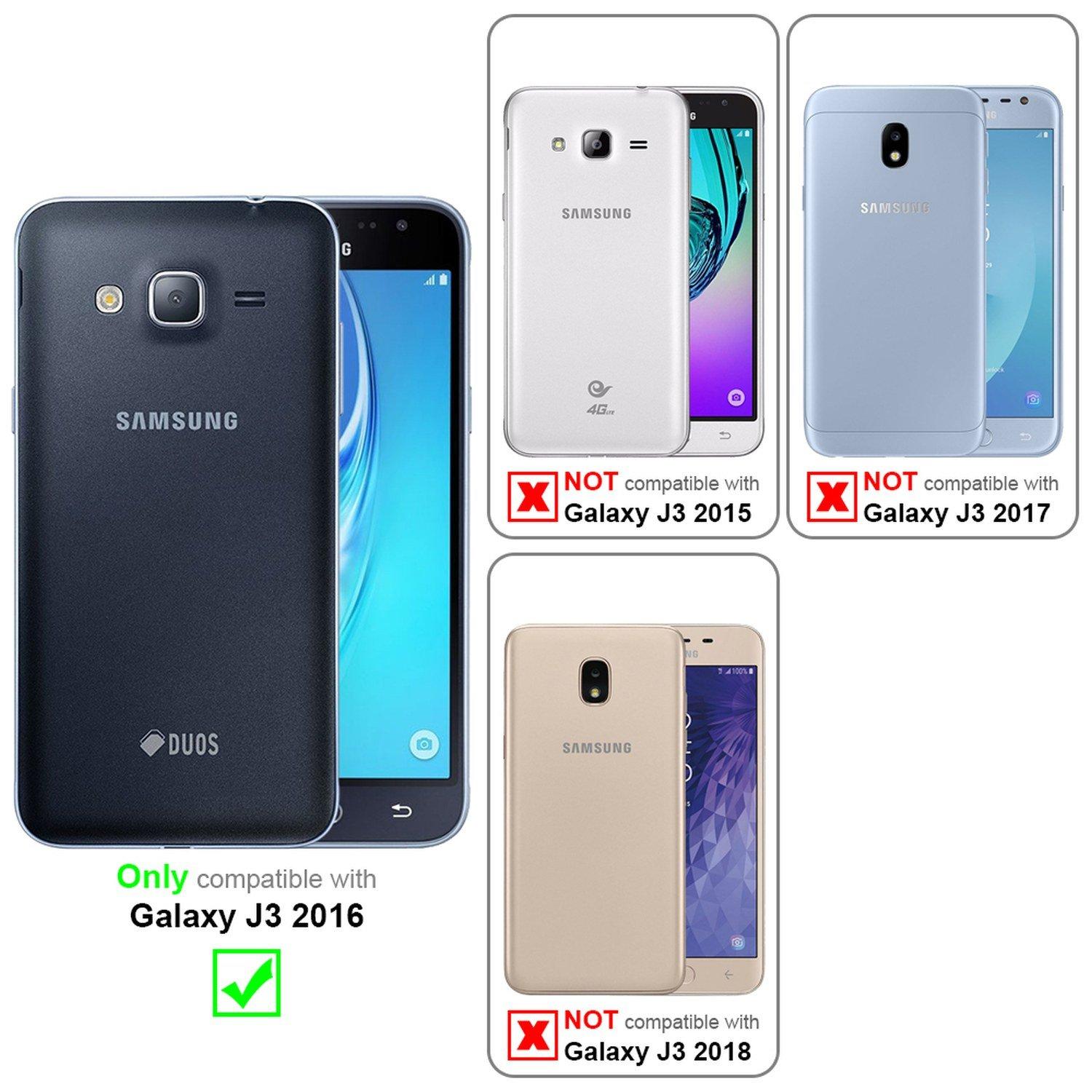 Cadorabo  Hülle für Samsung Galaxy J3 2016 Magnetverschluss, Kartenfach 