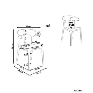 Beliani Lot de 8 chaises de salle à manger en Polypropylène Moderne GUBBIO  