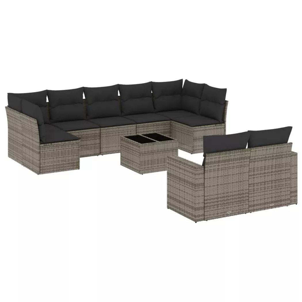 VidaXL - set divano da giardino Polirattan, One Size, Grigio