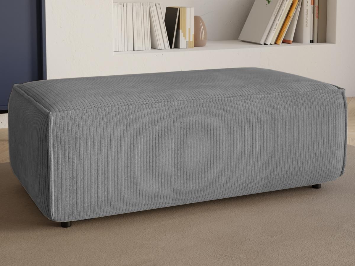 Vente-unique Pouf en velours côtelé gris clair AMELIA  