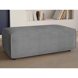 Vente-unique Pouf en velours côtelé gris clair AMELIA  