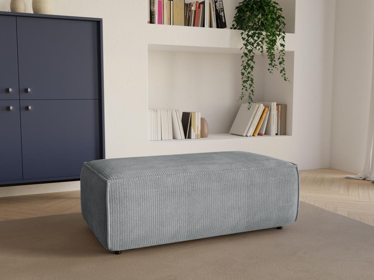 Vente-unique Pouf en velours côtelé gris clair AMELIA  