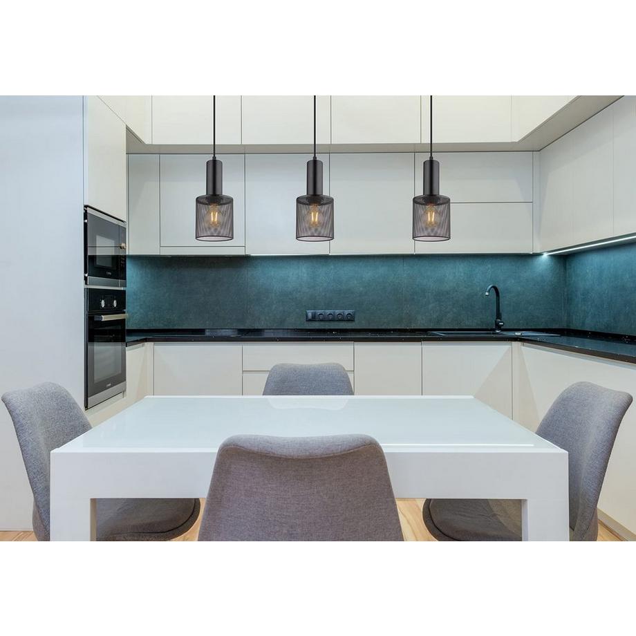 mutoni Lampe à suspension Jedd métal noir mat 12 1xE27  