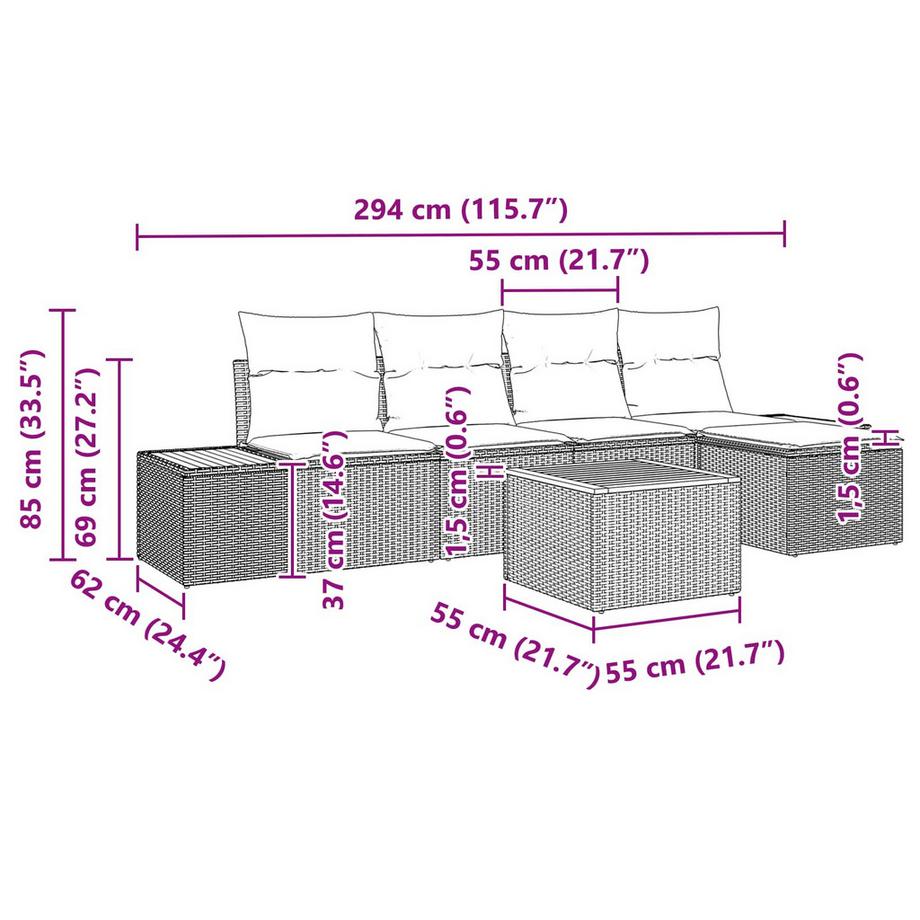 VidaXL Ensemble de canapé de jardin poly rattan  