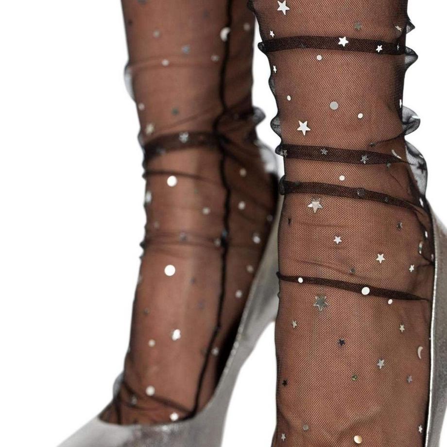 B2X Calzini in rete con stelle Neri  