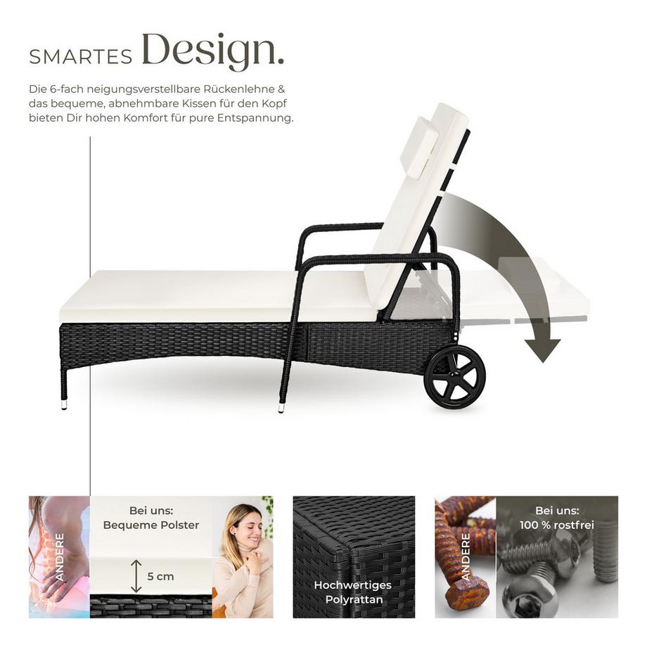 Tectake Bain de soleil en rotin KALAMATA robuste et résistant aux UV  