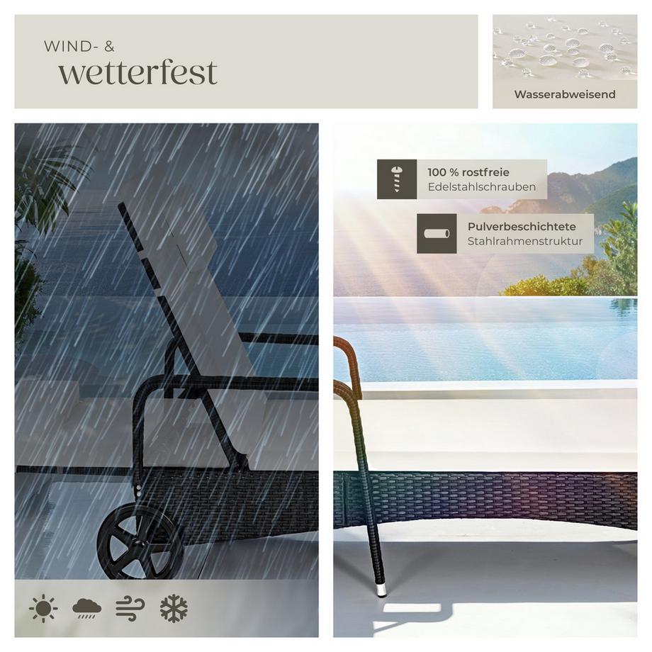 Tectake Lettino prendisole in rattan   robusto  