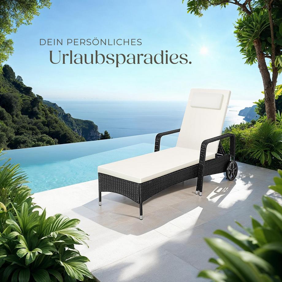 Tectake Lettino prendisole in rattan   robusto  