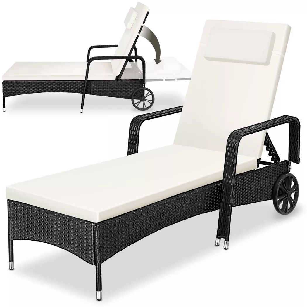 Tectake - Rattan Sonnenliege  widerstandsfähig UV-beständig, 1 Stück, Beige