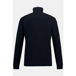 JP1880  Cardigan en maille côtelée#, laine mélangée. Col montant et fermeture Éclair. 