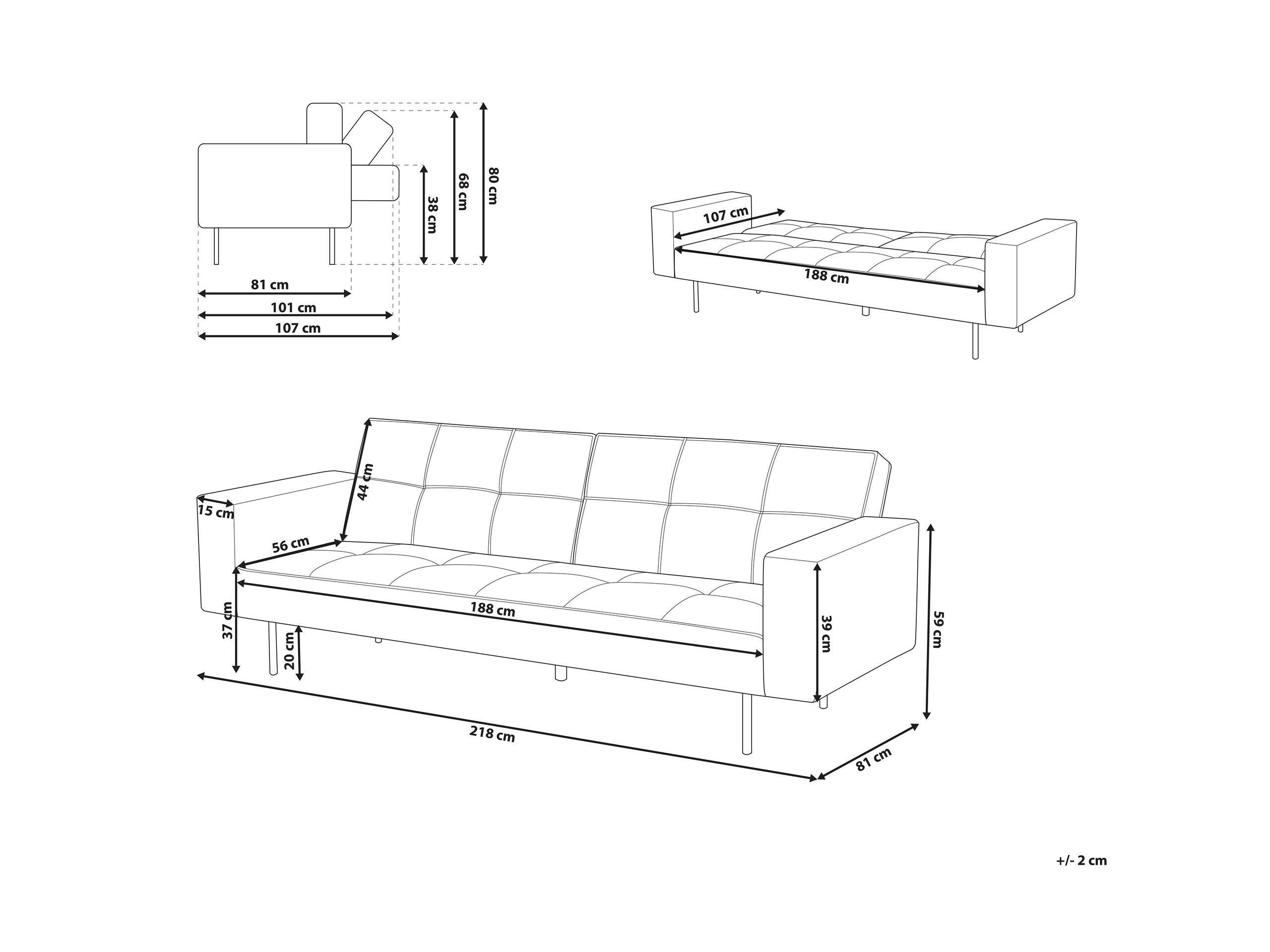 Beliani Schlafsofa aus Samtstoff Modern VISNES  