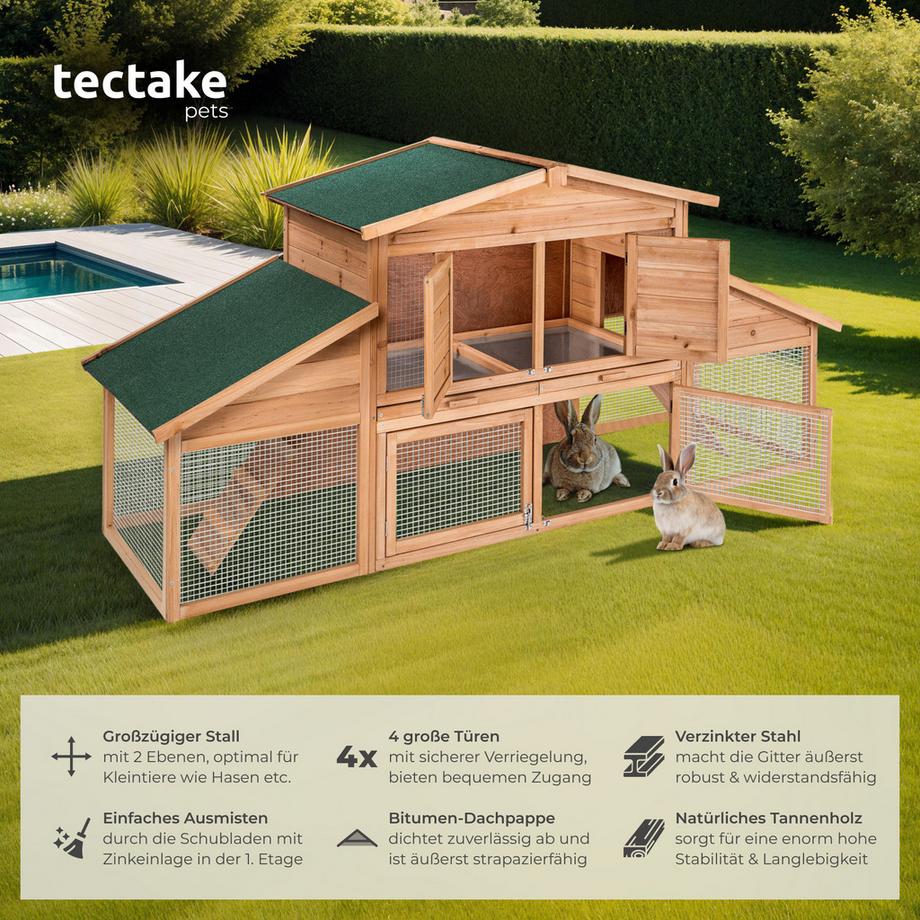 Tectake  Kleintierstall Johannes aus Holz mit 2 Etagen 