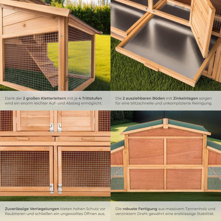 Tectake  Kleintierstall Johannes aus Holz mit 2 Etagen 