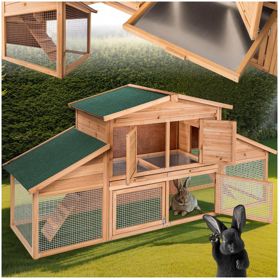 Tectake  Kleintierstall Johannes aus Holz mit 2 Etagen 